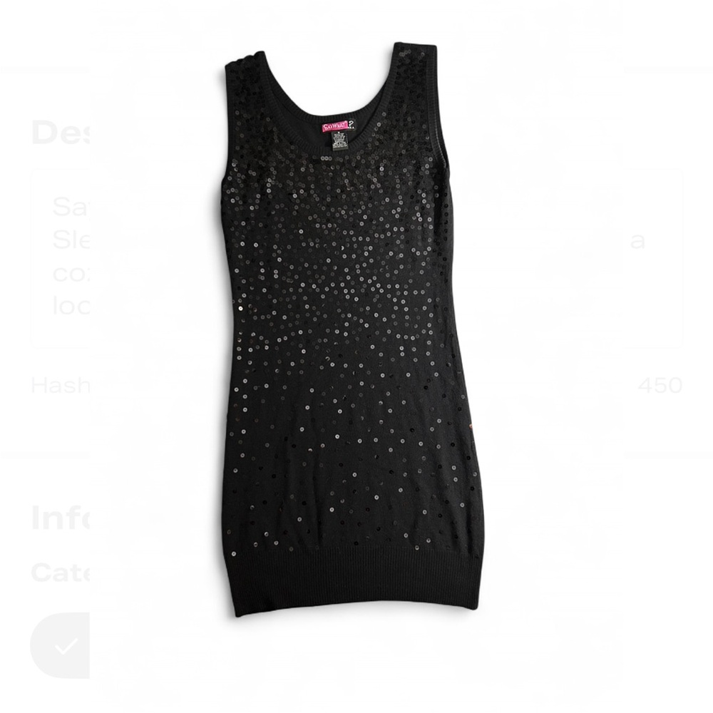 Say What? Black Sequin Sweater Knit Sleeveless Dress